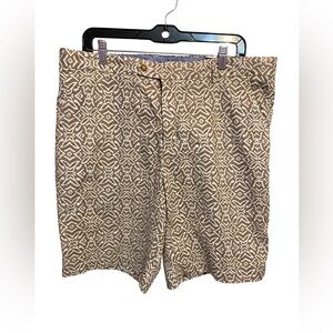J.McLaughlin Mens 10'' Oliver Tan/Cream Mini Nile Geometric Shorts Size: 36